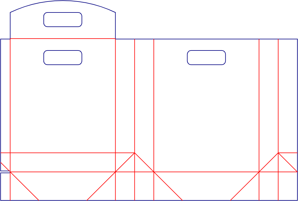 包小盒封口手提袋展开图