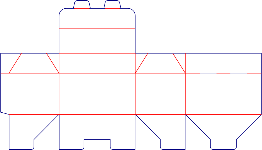 Tuck end roof box dieline 112372