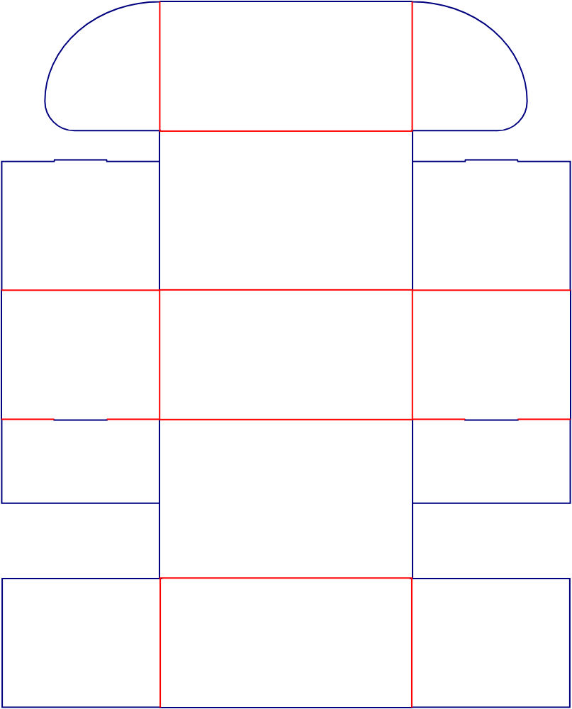 包小盒异型飞机盒展开图
