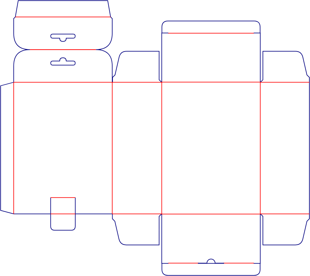 锁扣后开吊孔正向插锁盒刀版图