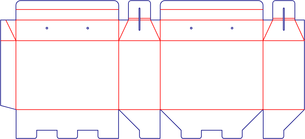 包小盒屋顶提手正扣底盒展开图
