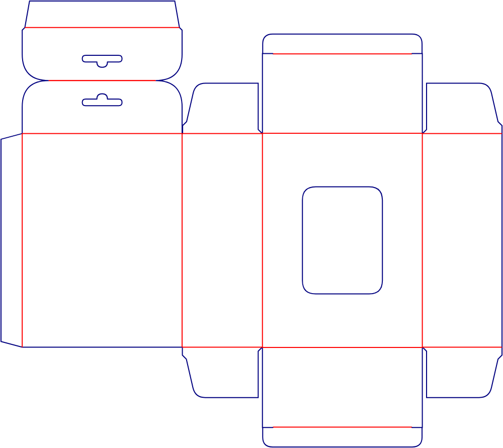 开窗后开吊孔正向插锁盒刀版图