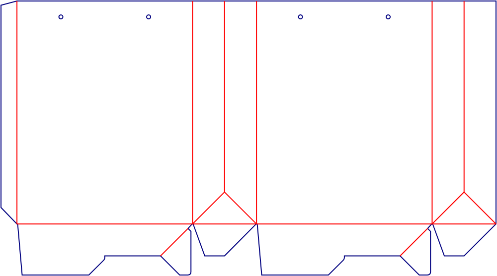 包小盒自锁底手提袋展开图