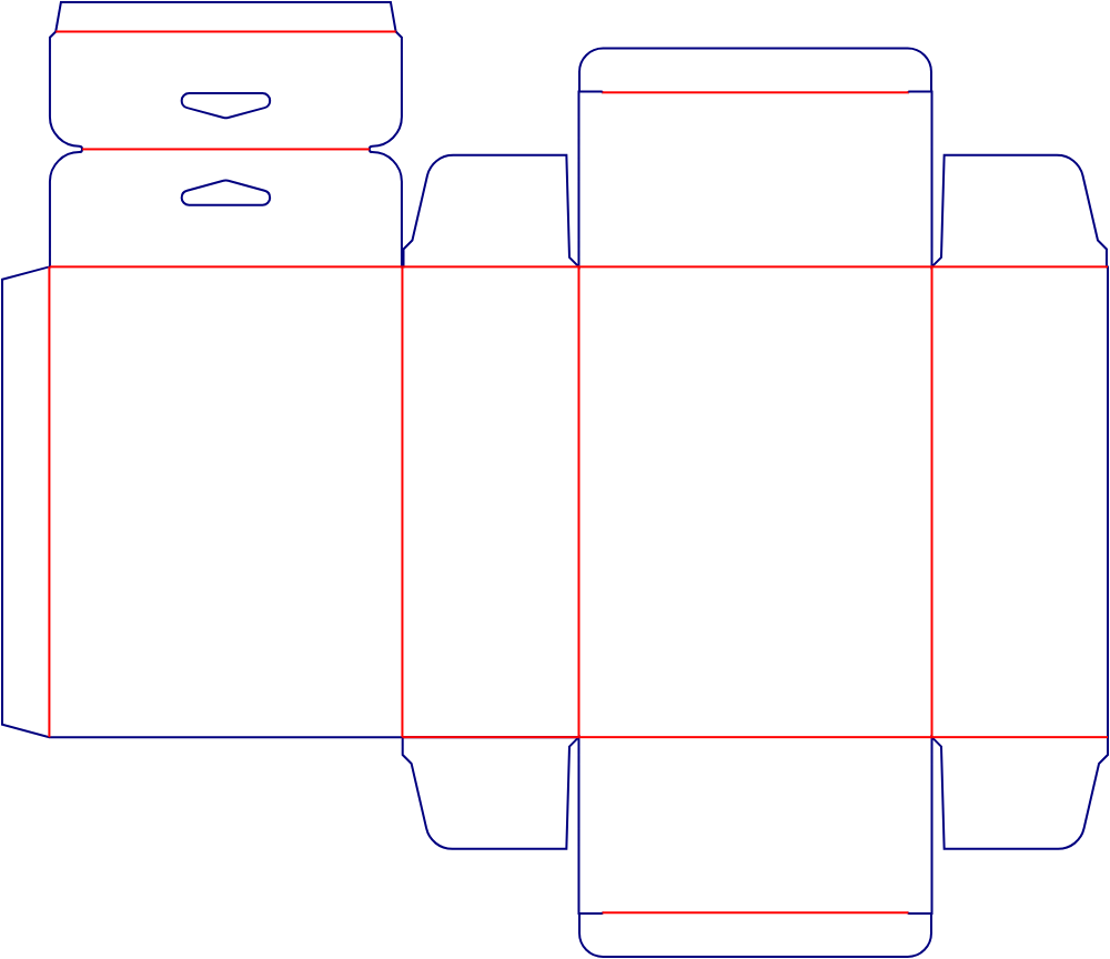 后开三角孔正向插锁盒刀版图