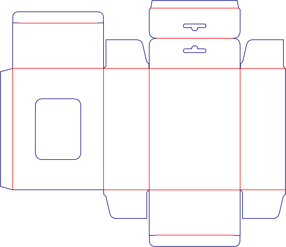 开窗吊孔反向插锁盒刀版图