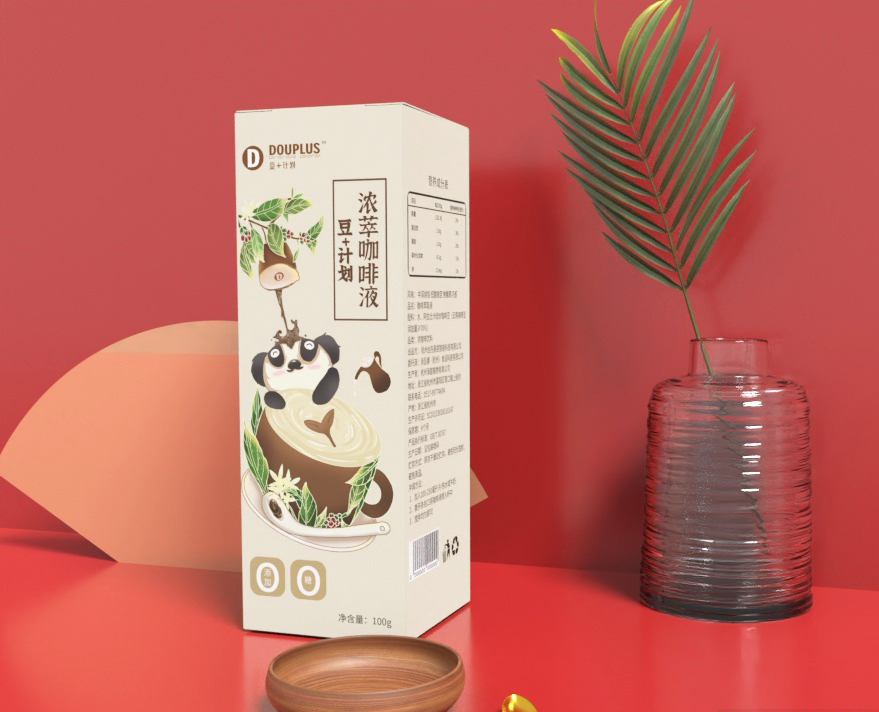 国潮手绘豆+计划浓萃咖啡液包装设计