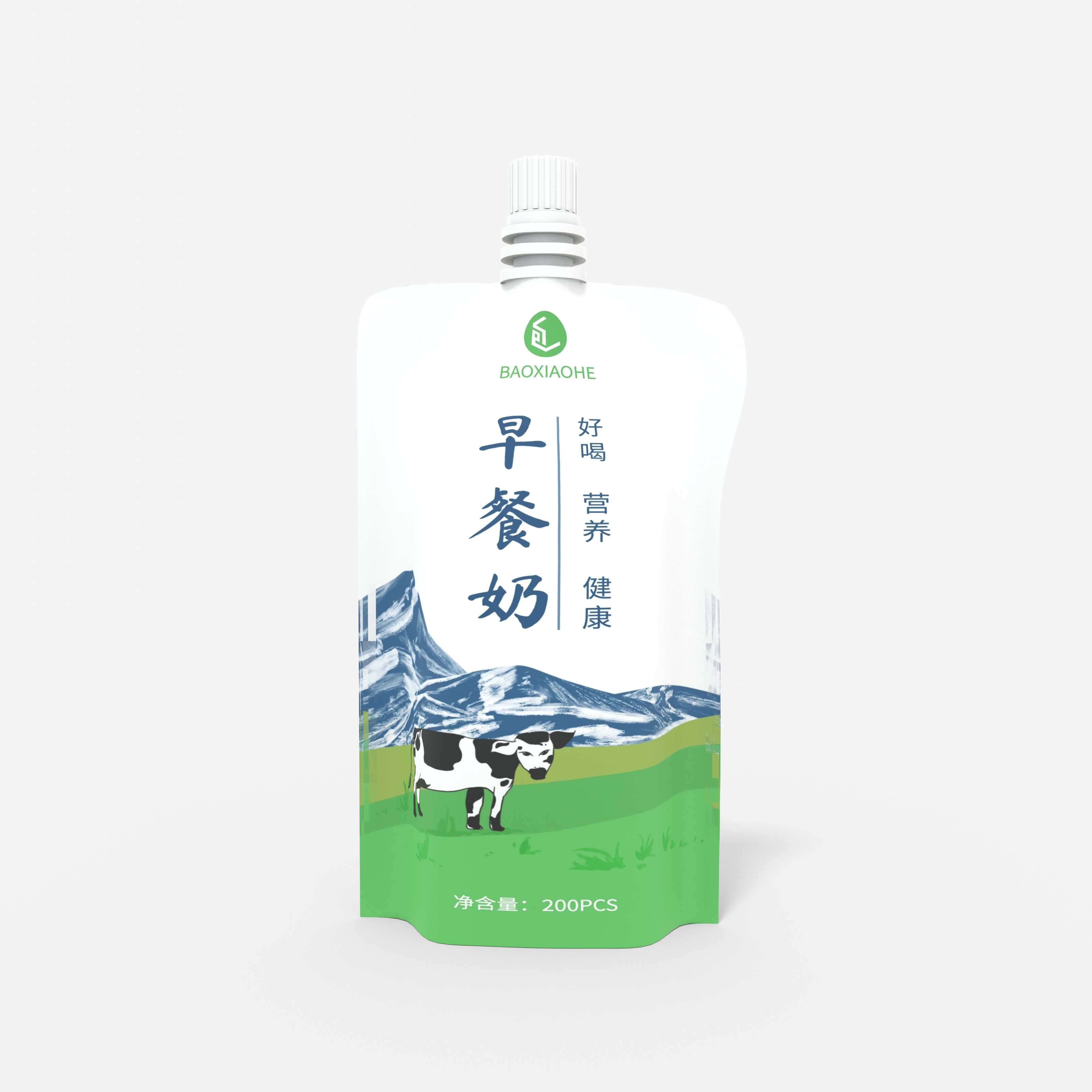 包小盒早餐奶包装袋设计展开图