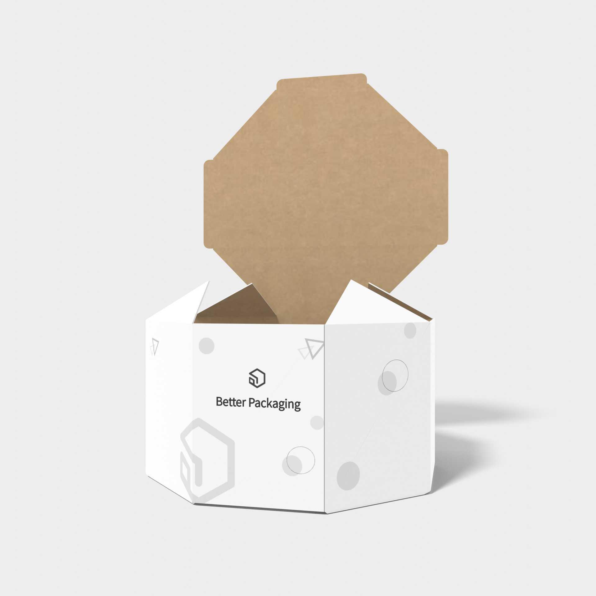 包小盒正八边形插锁盒展开图