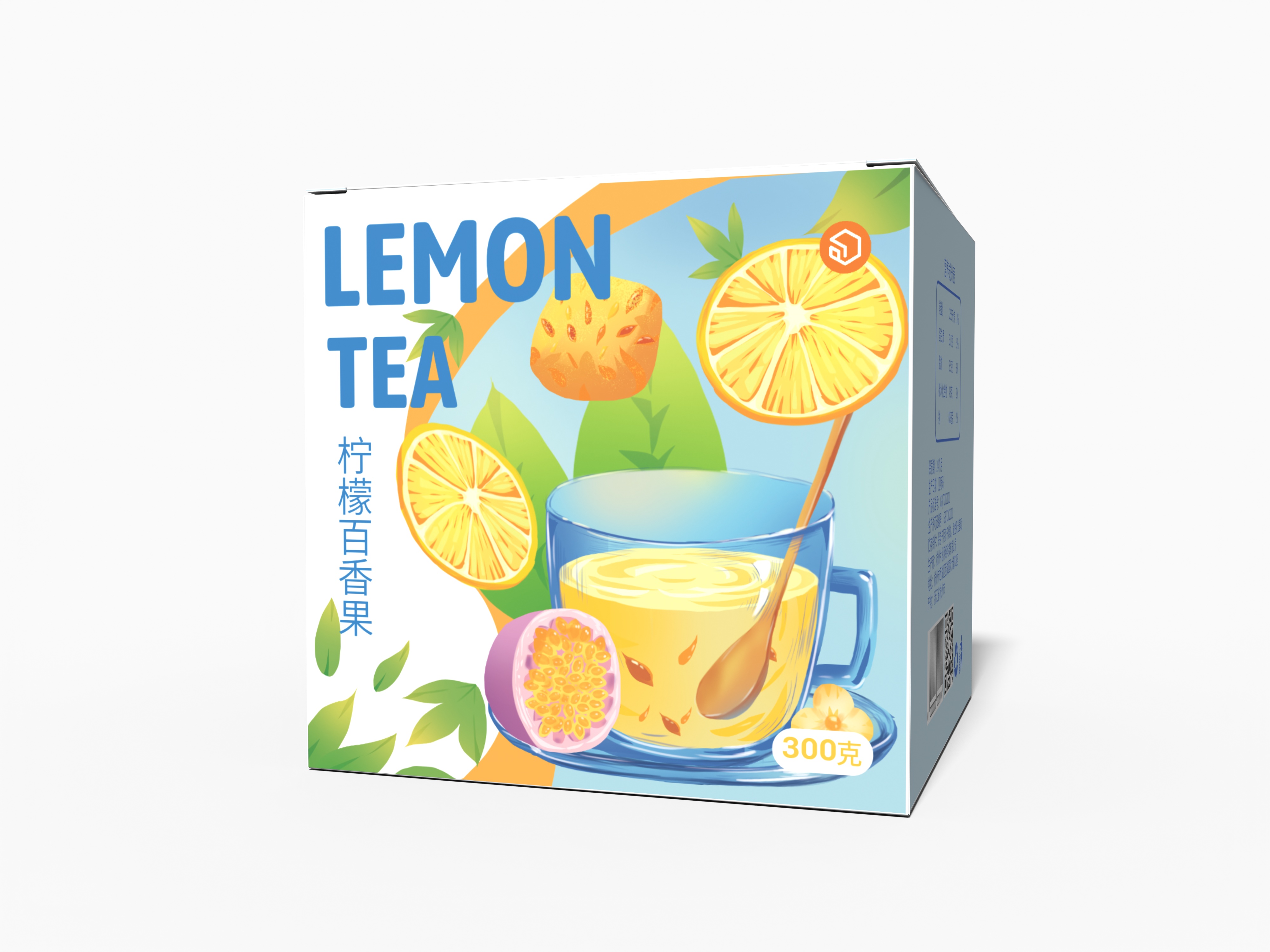 包小盒柠檬百香果冻干茶纸盒包装设计